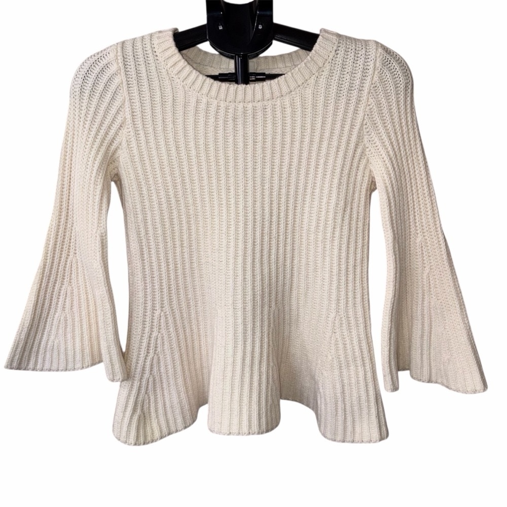 GAP Knit Bell Sleeve Peplum Sweater In Cream Size Small
